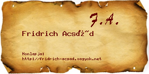 Fridrich Acsád névjegykártya